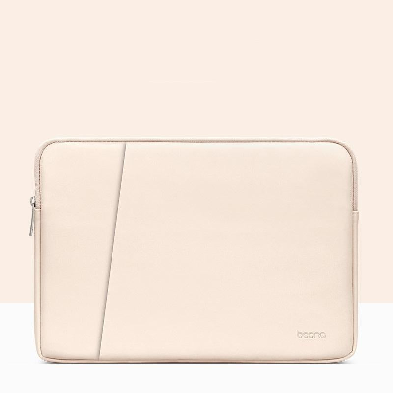 V562-5631475950DBT-202504022005-00 Double-Layer Leather Laptop Bag - Apricot - 11 / 12 Inch - Image 1