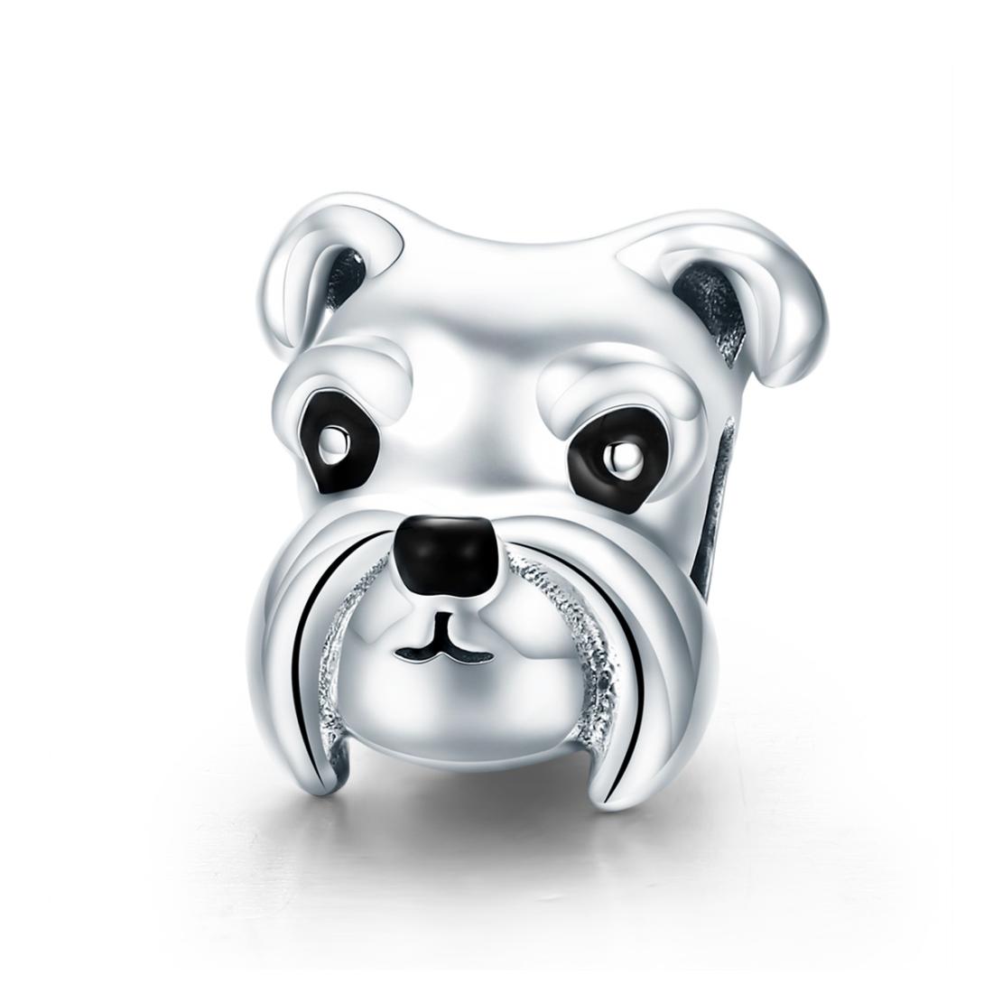 V562-58976240DBT-202504112021-00 925 Sterling Silver Schnauzer Beads Platinum Plated - Image 1