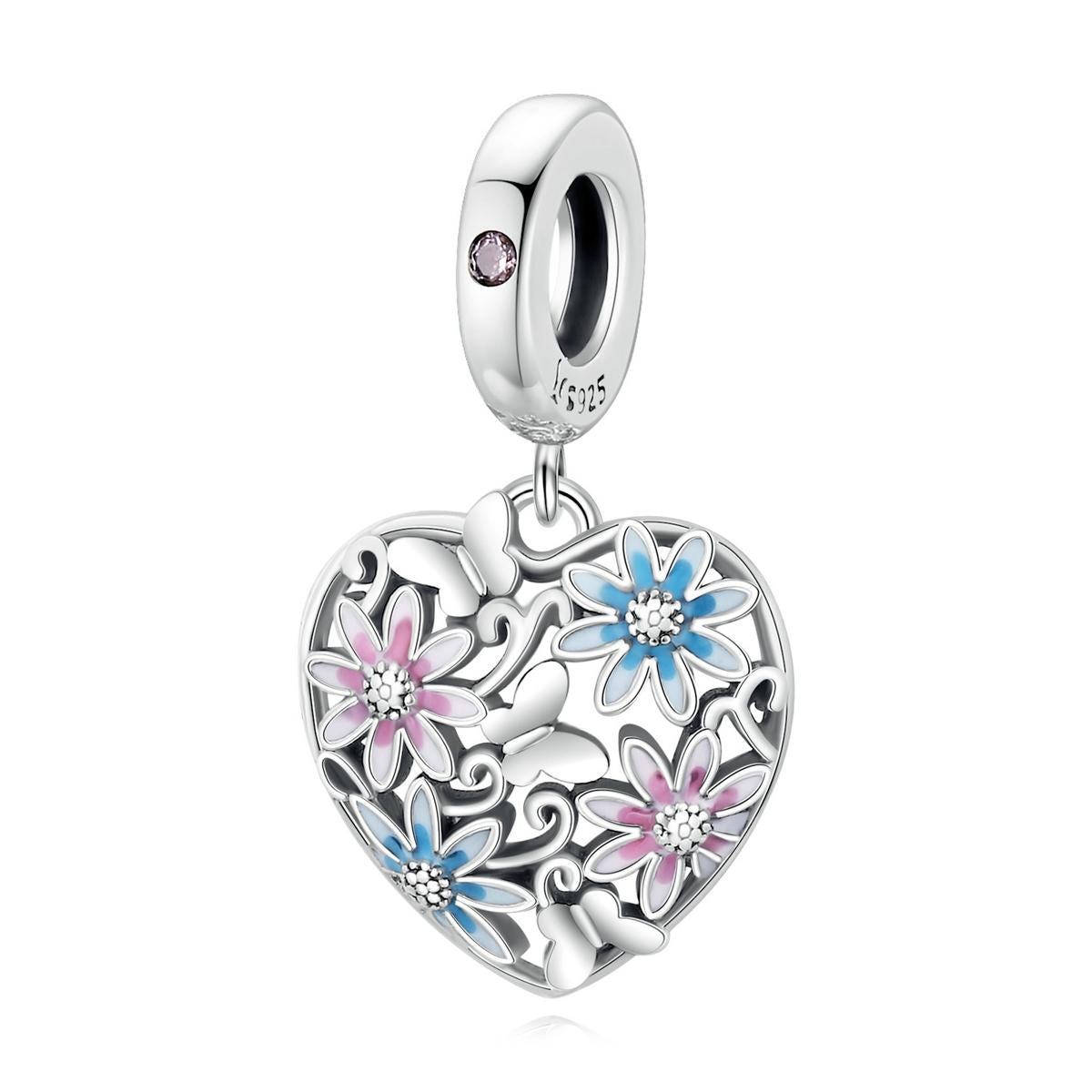 V562-6422200ADE-202504111535-00 925 Sterling Silver Secret Garden Heart Pendant For Diy Bracelets & Necklaces - Image 1