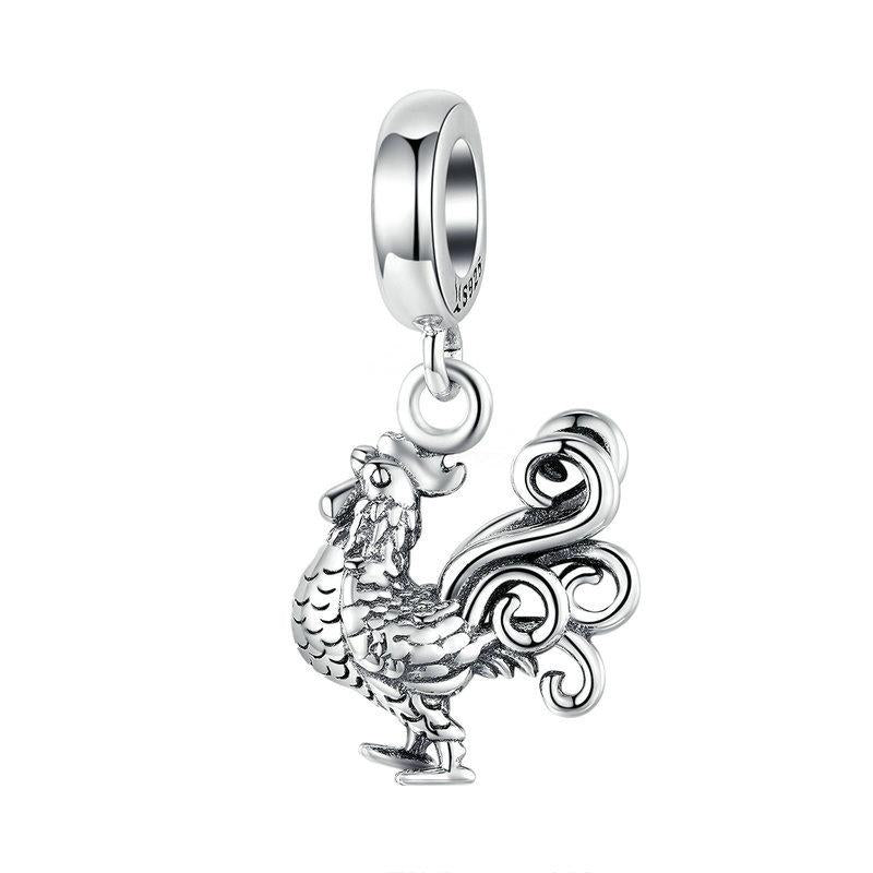 V562-67403060DBT-202504111945-00 925 Sterling Silver Rooster Pendant For Diy Bracelets - Image 1