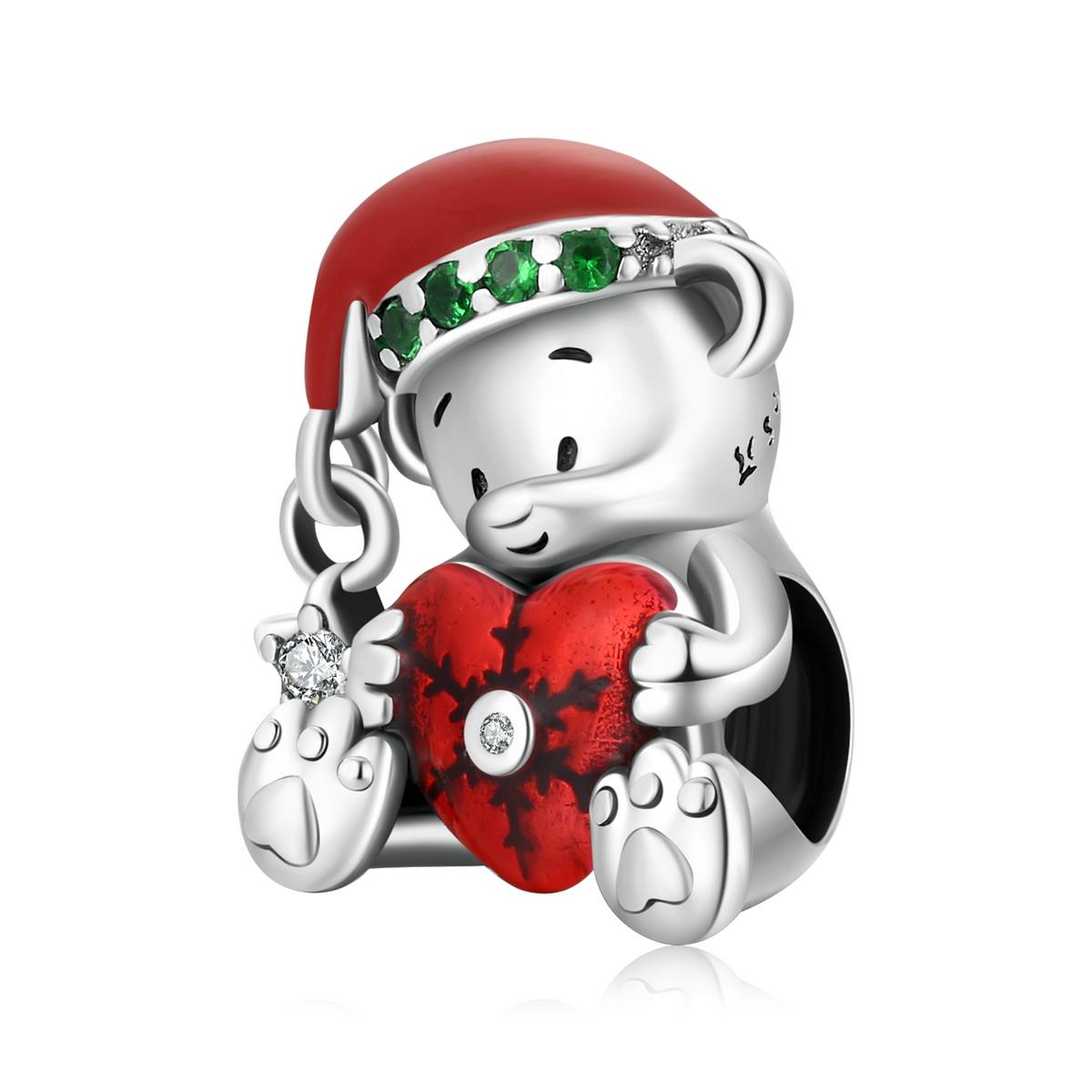 V562-6831200ADE-202504111906-00 925 Sterling Silver Christmas Bear Charm For Diy Bracelets & Necklaces - Image 1