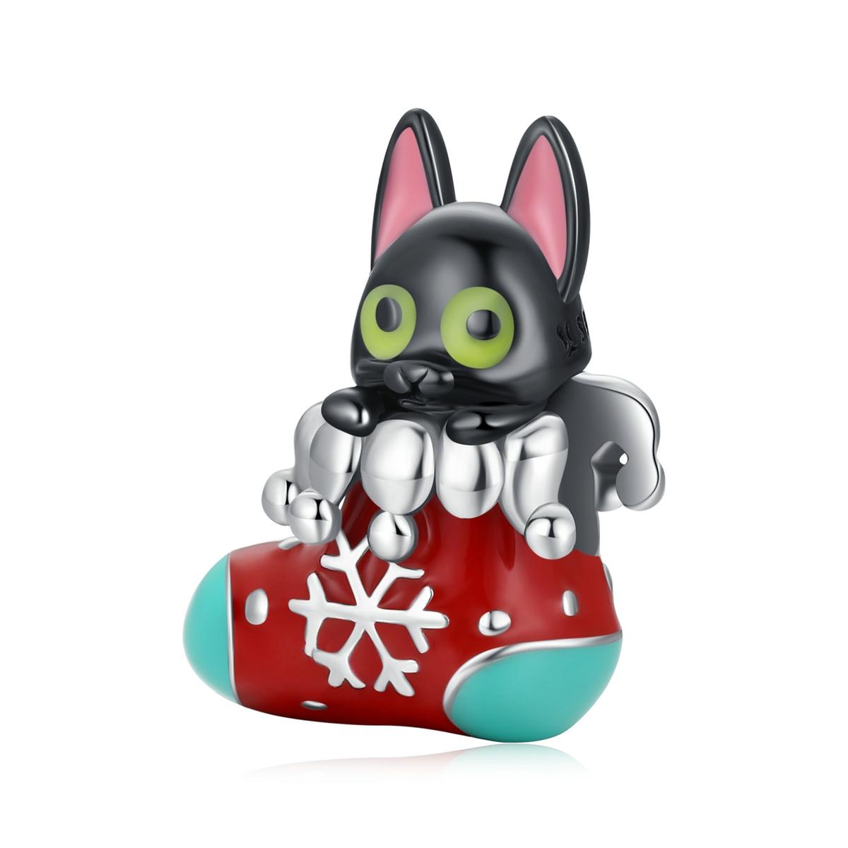 V562-7831200ADE-202504111646-00 925 Sterling Silver Christmas Sock Cat Beads For Diy Bracelets & Necklaces - Image 1