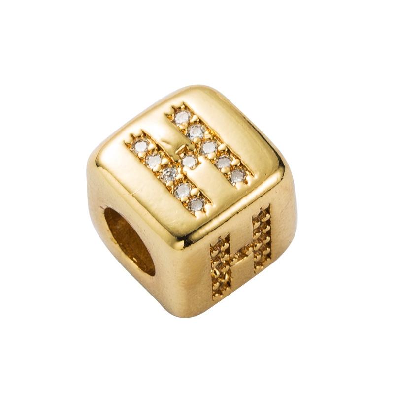 V562-8000396240DBT-202504112015-00 Brass Micro Inlaid Couple Red String Pull Diy Bracelet English Letter Beads Style - H - Image 1