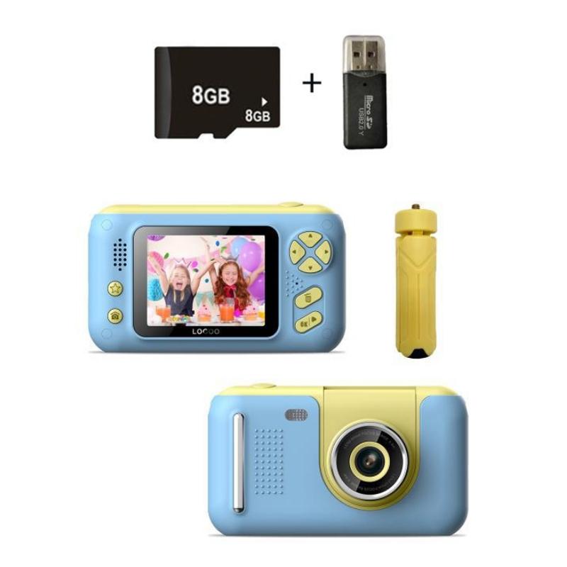 V562-8085903060DBT-202502212001-00 Kids Hd Reversible Camera - 2.4 Inch 8g Memory Card Card Reader - Yellow / Blue - Image 1