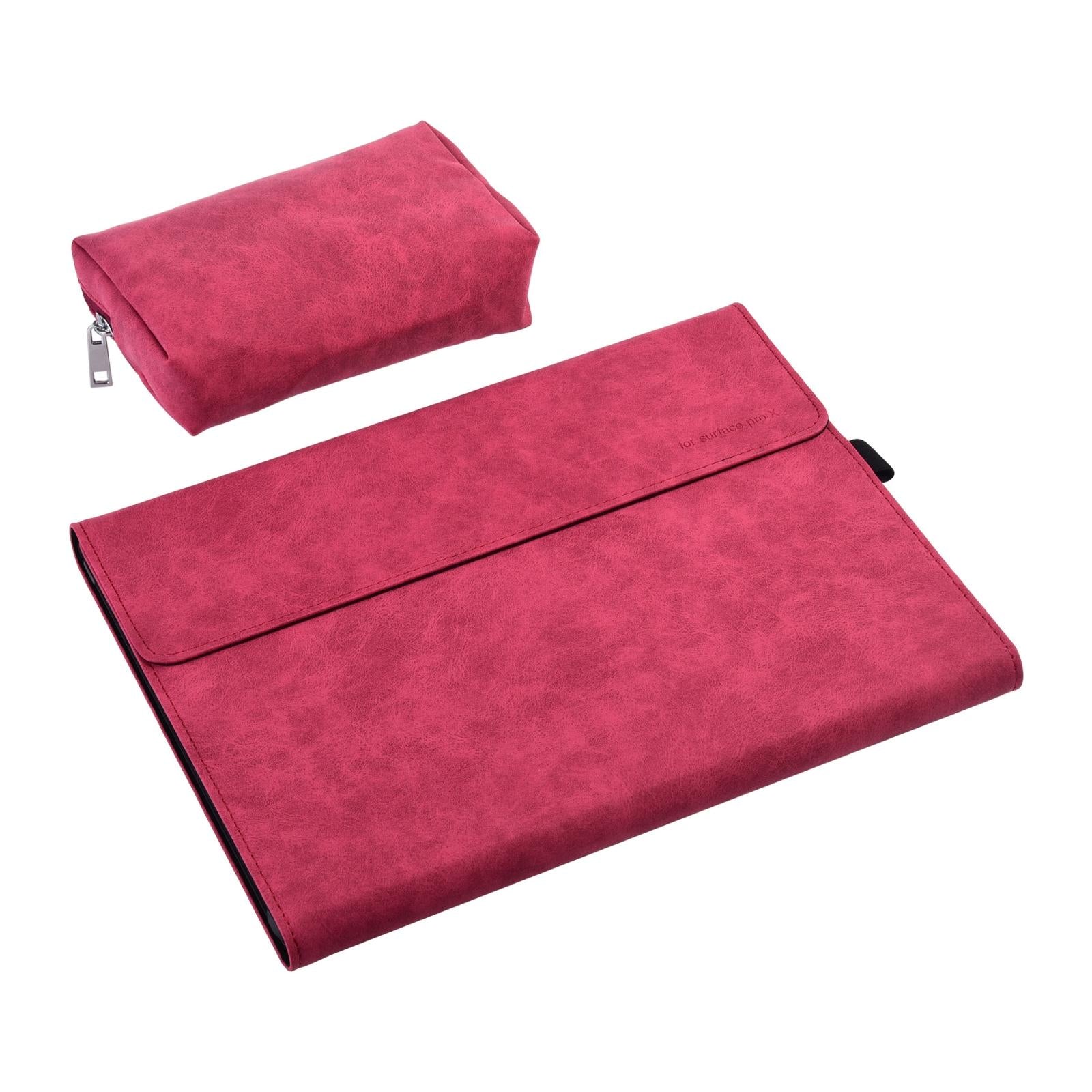 V562-9091191060DBT-202504022025-00 Leather Tablet Case For Microsoft Surface Pro X - Rose Red With Power Bag 13 Inch - Image 1