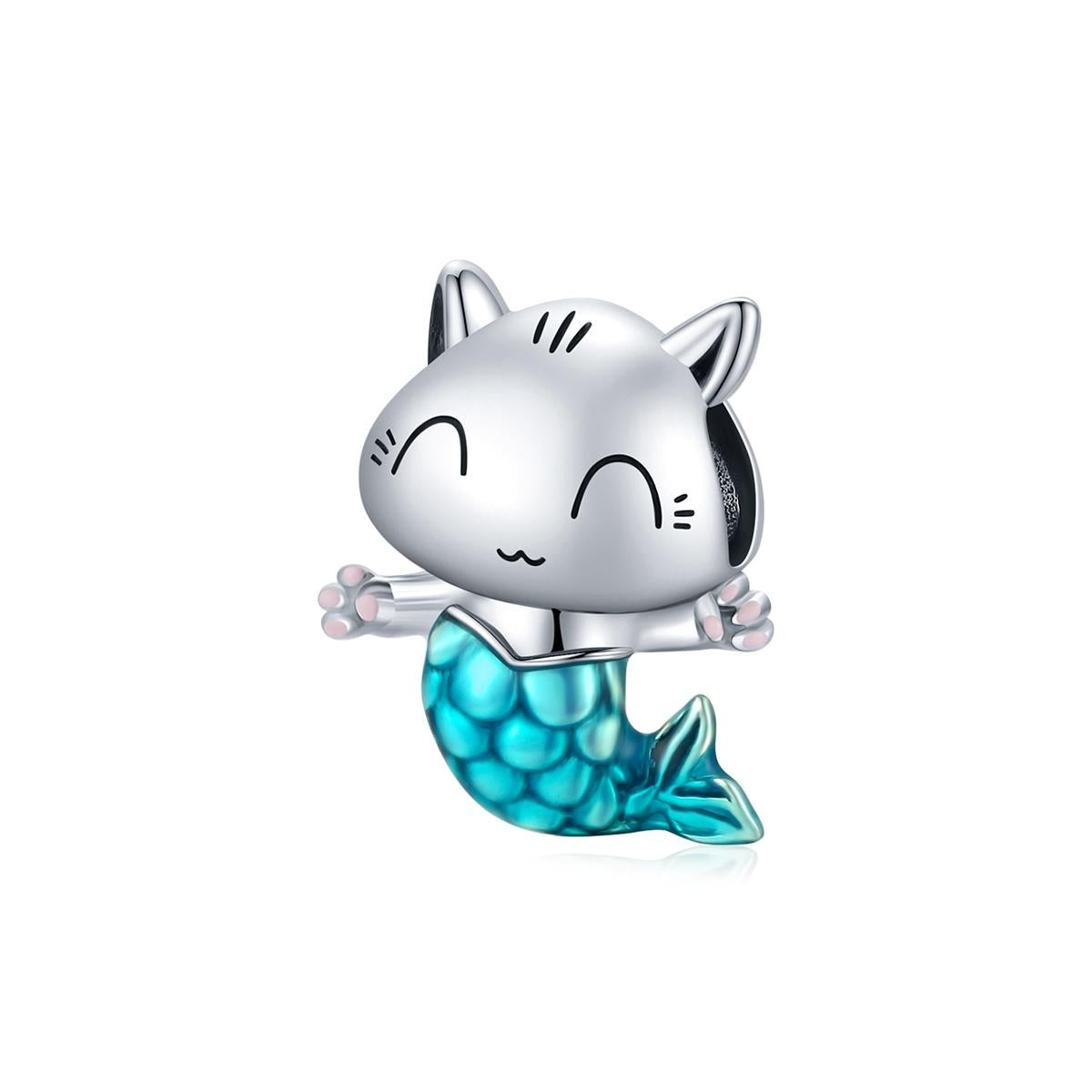 V562-9336100ADE-202504111526-00 925 Sterling Silver Cat Mermaid Beads For Diy Bracelets & Necklaces - Image 1