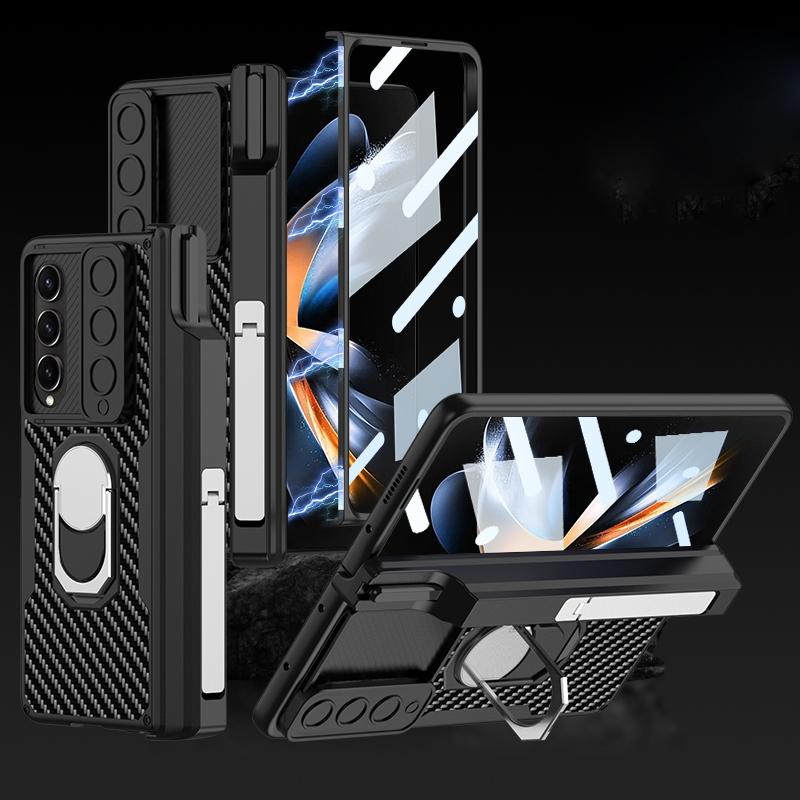 V562-A100453600ADE-202505291241-00 For Samsung Galaxy Z Fold4 5G Magnetic Armor Phone Case - Full Coverage - Carbon Fibre - Image 1