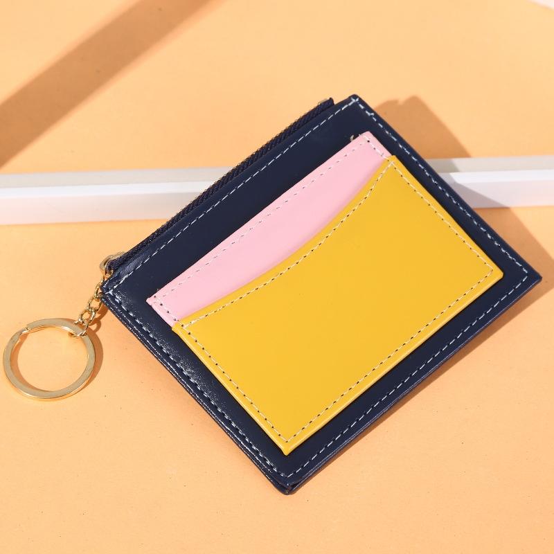 V562-A1010175950DBT-202503280305-00 Portable Simple Card Holder Coin Purse With Keychain Unisex Pu Wallet - Blue - Image 1
