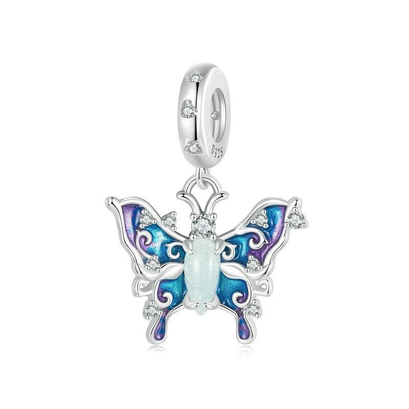 V562-A1013644060DBT-202504111620-00 925 Sterling Silver Platinum Plated Luminous Butterfly Pendant - Image 1