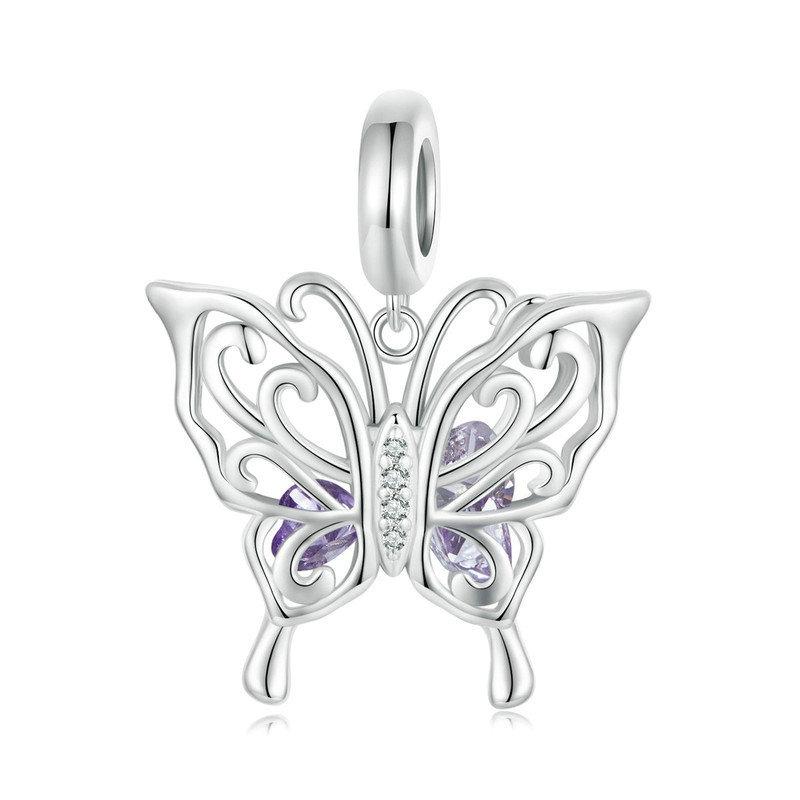 V562-A1015364060DBT-202504111540-00 925 Sterling Silver Platinum Plated Butterfly Diy Beads - Image 1