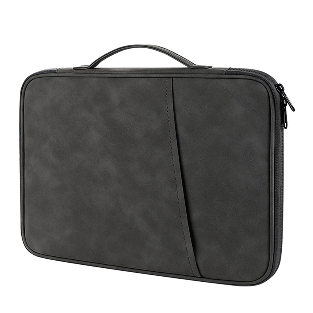 V562-A101727300ADE-202502212225-00 Grey Sheepskin Leather Bag for 9.7-11 Inch Laptops - Portable and Stylish - Image 1