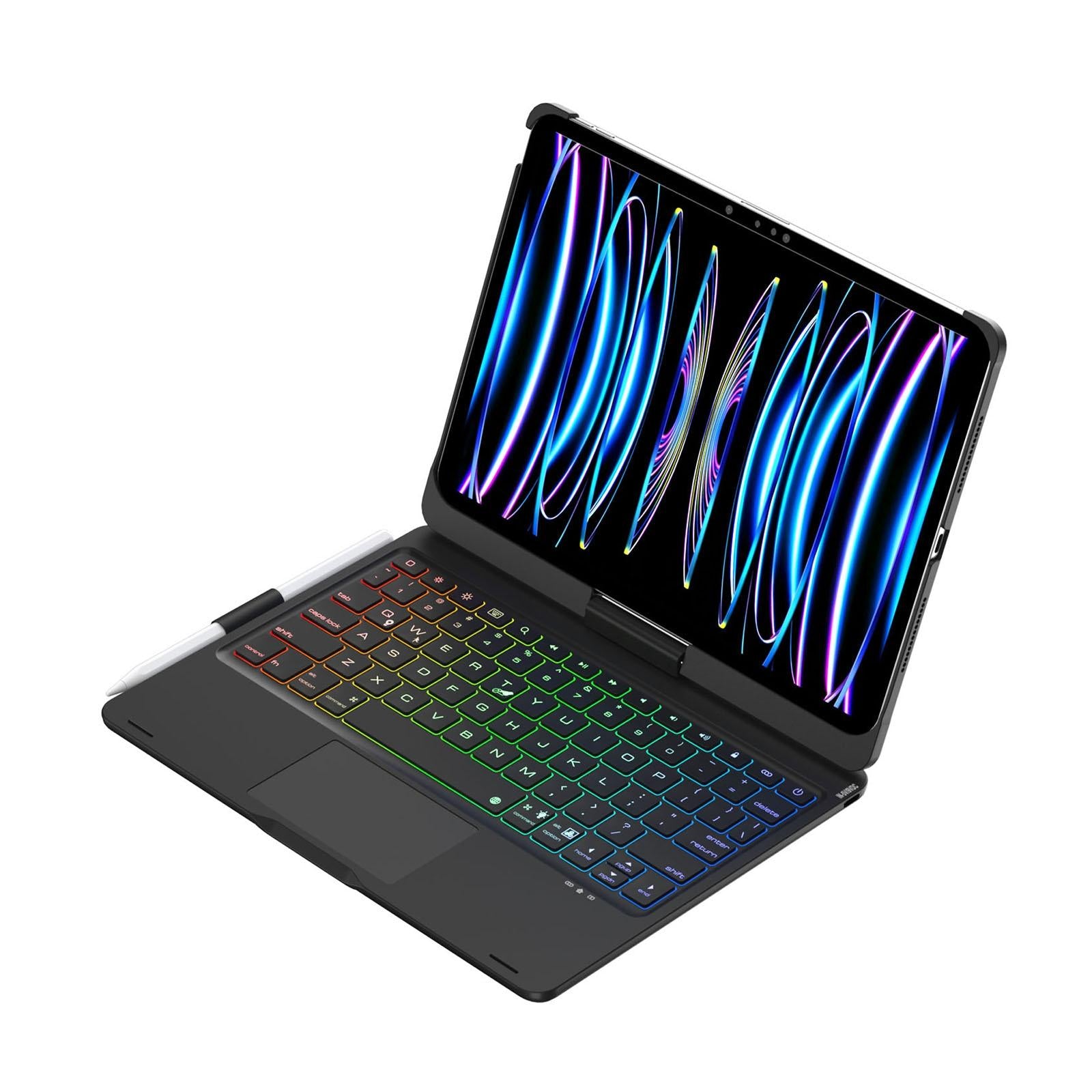 V562-A101925600ADE-202504292017-00 360 Degree Rotating Bluetooth Keyboard Leather Case For Ipad Pro 11 With Backlight - Black - Image 1