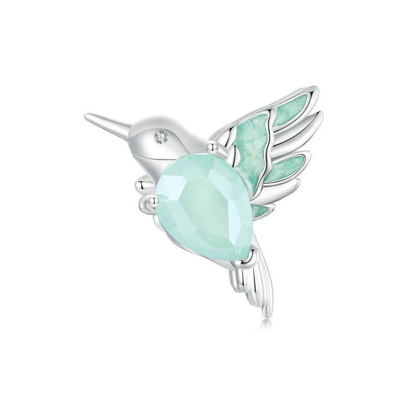 V562-A1023544060DBT-202504111746-00 925 Sterling Silver Platinum Plated Hummingbird Flower Diy Beads - Image 1