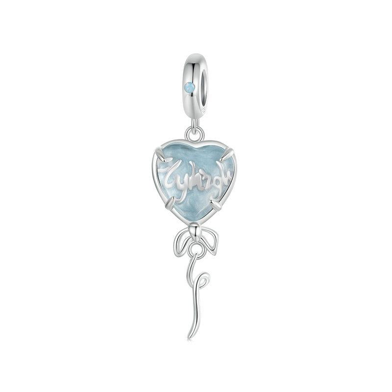 V562-A1030554060DBT-202504111711-00 925 Sterling Silver Blue Heart Balloon Diy Beads - Image 1