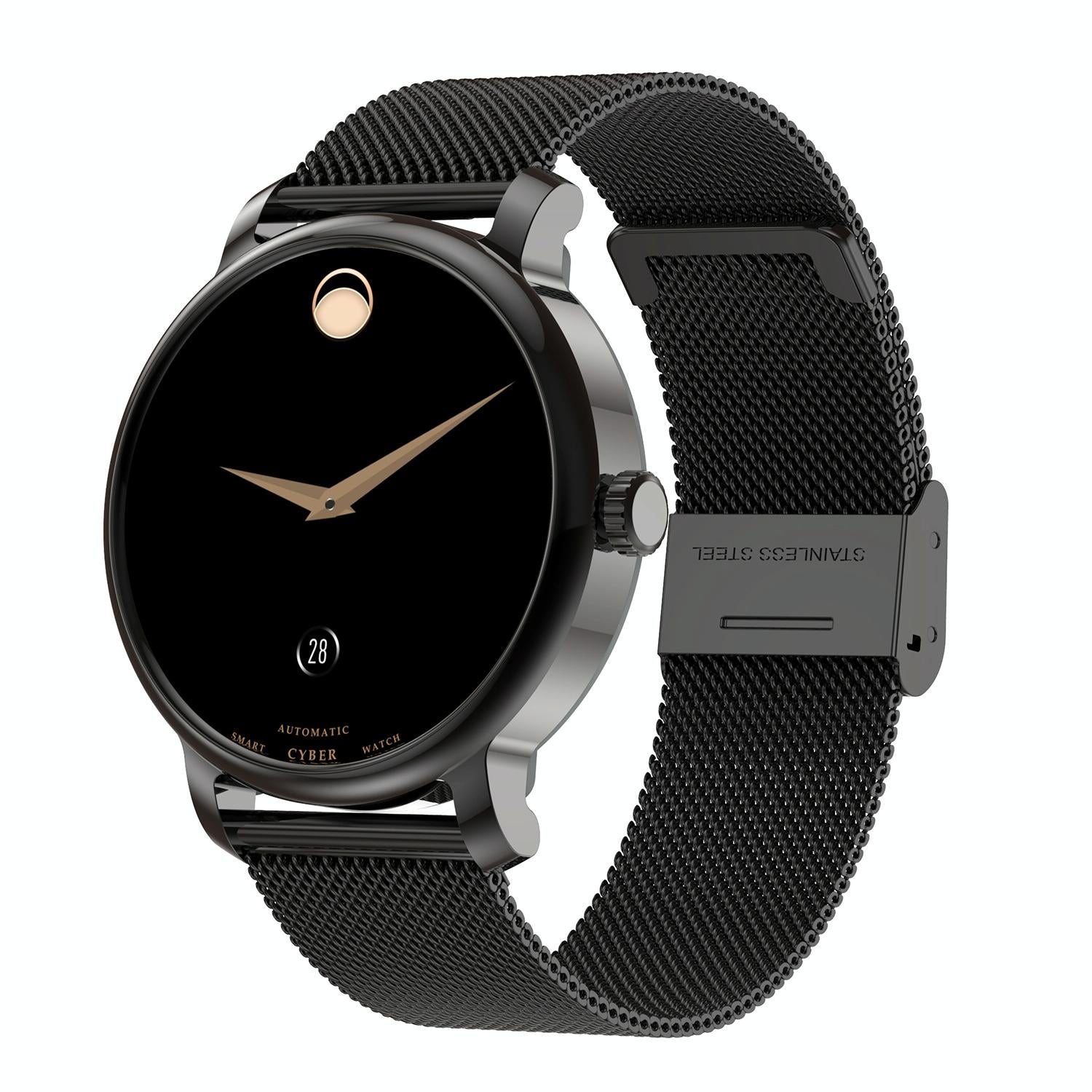 V562-A103092600ADE-202504251936-00 1.43 Inch Amoled Round Screen Steel Strap Smart Watch Supports Blood Oxygen Detection - Black - Image 1