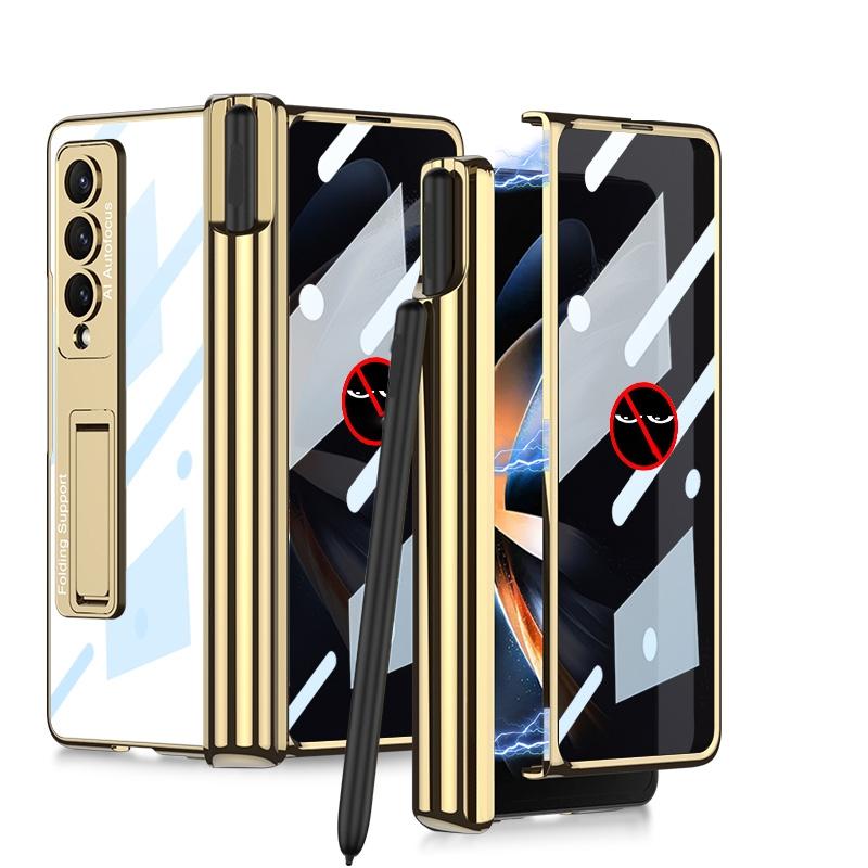 V562-A103288300ADE-202502241635-00 For Samsung Galaxy Z Fold4 5G Foldable Magnetic Privacy Case With Pen Holder - Fits 4Th Generation Ipad - Champagne Gold - Image 1