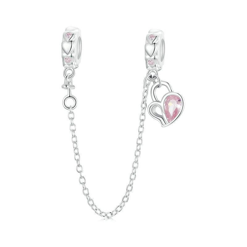 V562-A1034284060DBT-202504111517-00 925 Sterling Silver Valentine Heart Lock Safety Chain For Diy Beading - Image 1