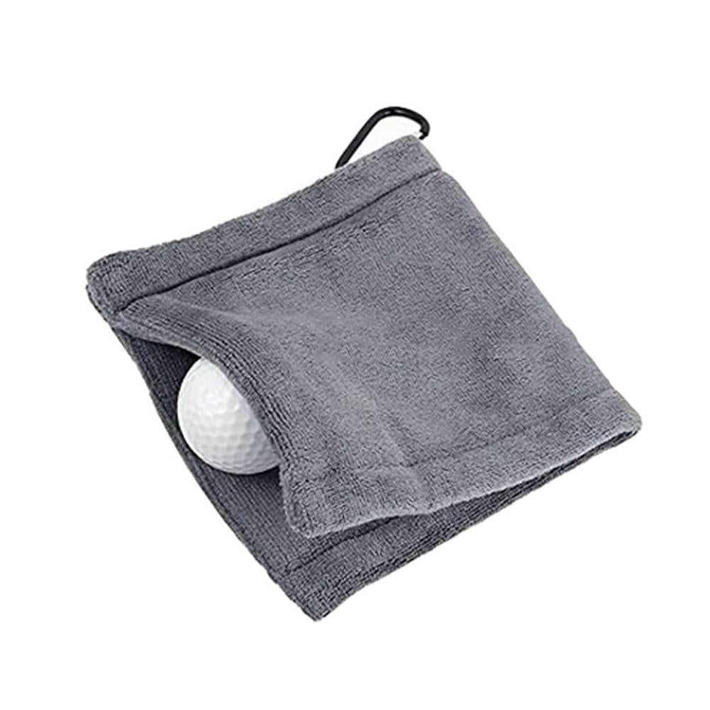 V562-A1035463060DBT-202503041716-00 Grey Microfiber Golf Ball Cleaning Towel with Carabiner Hook - Image 1