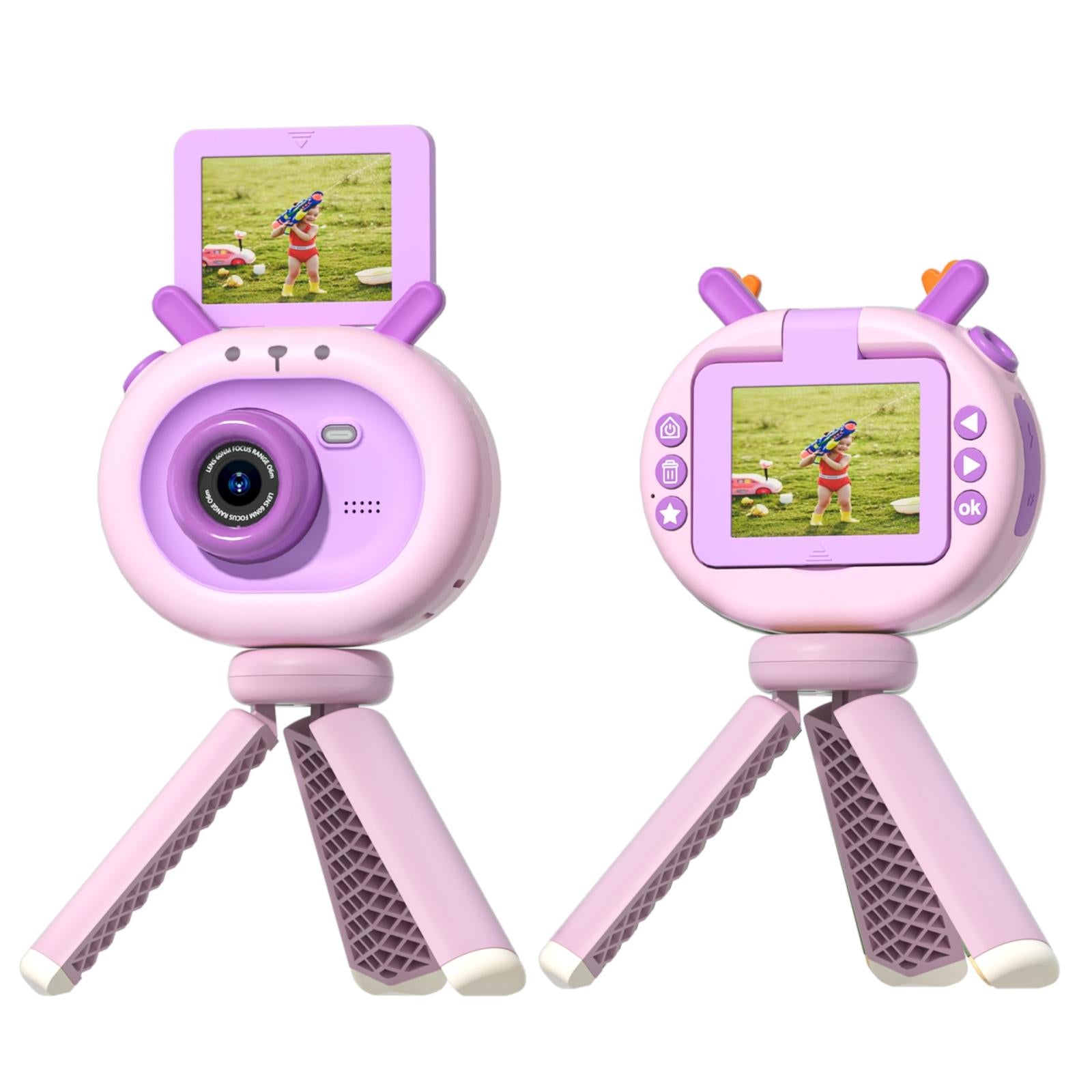 V562-A1035724060DBT-202502241325-00 180-degree Flip-screen Cartoon Digital Camera with Stand 2.4-inch 1080p Hd - Violet - Image 1
