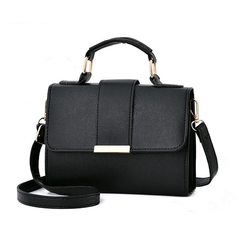 V562-A103689150DBT-202508081910-00 Women Small Leather Shoulder Bag - Flap Crossbody Messenger - Black - Image 1