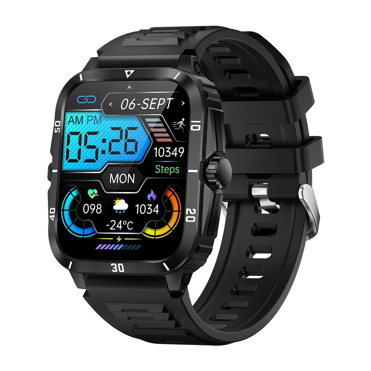 V562-A104031600ADE-202504252016-00 1.96 Inch Hd Square Screen Rugged Smart Watch Supports Bluetooth Calls / Sleep Monitoring / Blood Oxygen Monitoring - Black + Silver - Image 1