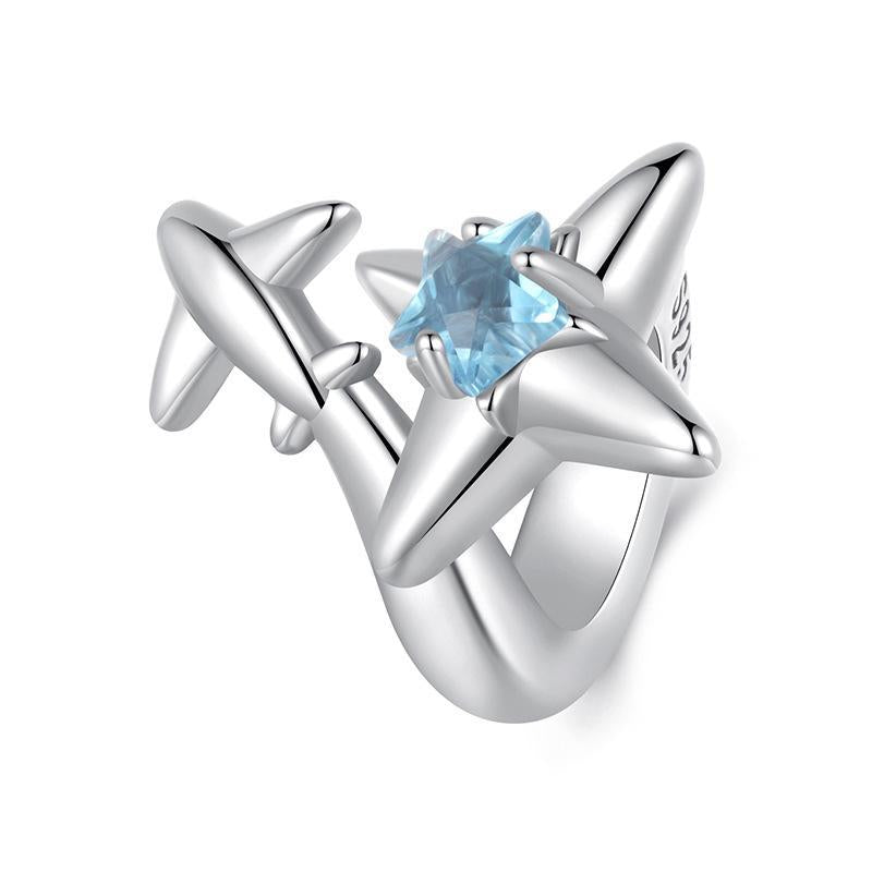 V562-A1042075060DBT-202504111525-00 925 Sterling Silver Oxidized Airplane Starburst Beads - Image 1