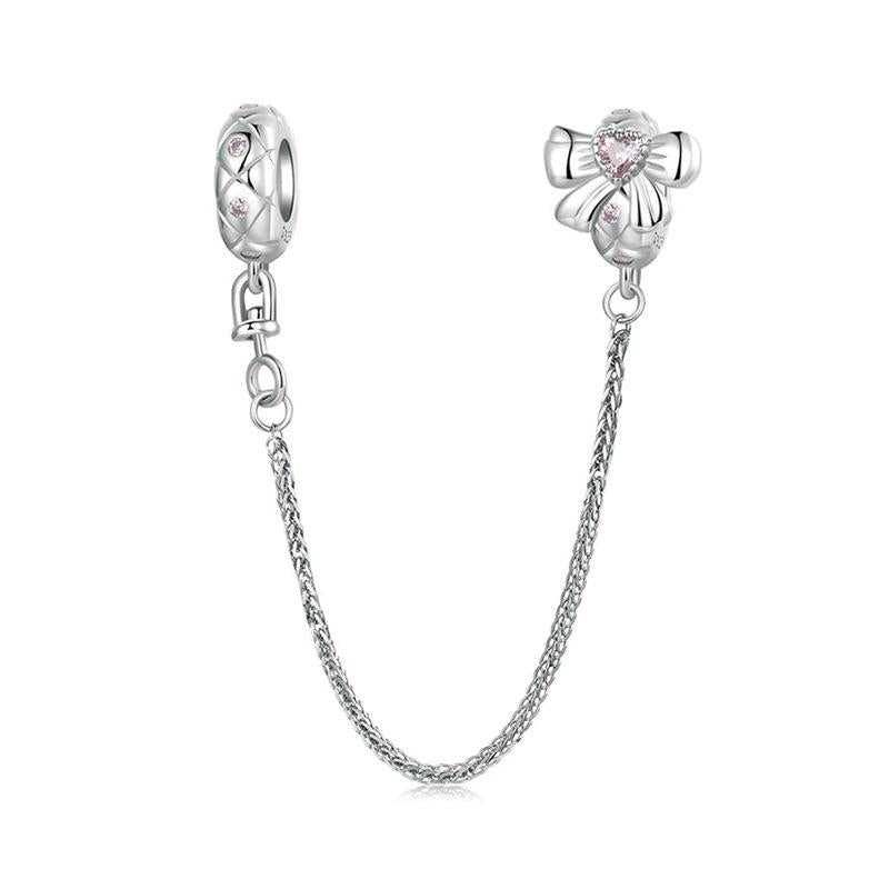 V562-A1047935060DBT-202504111900-00 925 Sterling Silver Romantic Bow Safety Chain For Diy Beaded Accessories - Image 1