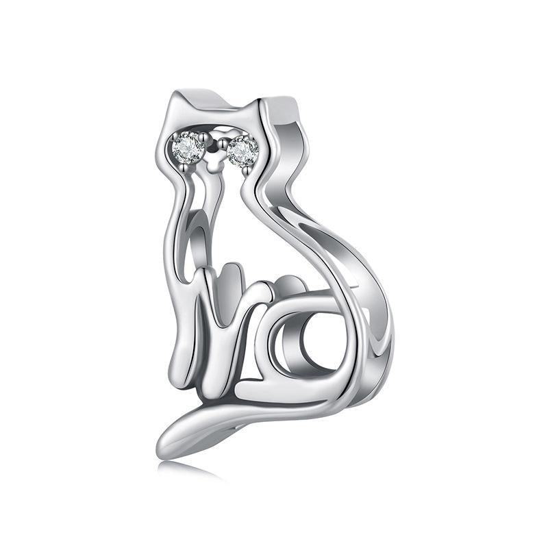 V562-A1051475060DBT-202504111941-00 925 Sterling Silver Hollow Cat Beads Cute Animal Accessory - Image 1