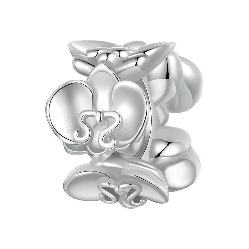 V562-A1052325060DBT-202504111712-00 925 Sterling Silver Platinum Butterfly Orchid Flower Beads - Image 1