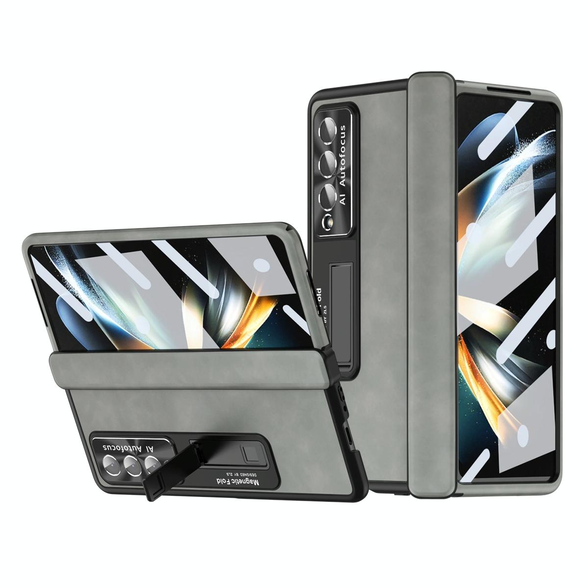 V562-A105351400ADE-202503211515-00 For Samsung Galaxy Z Fold4 5G Magnetic Phone Case - Napa Pattern - White - Image 1