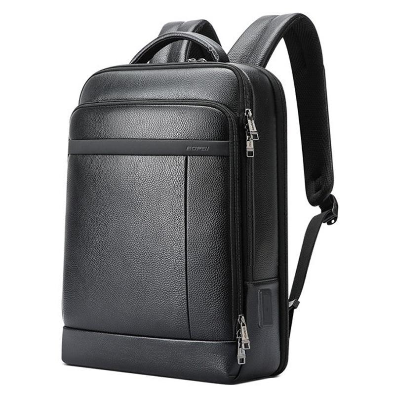 V562-A1053674060DBT-202502211930-00 Large-capacity Business Laptop Backpack with Usb & Type-c Port - Black First-layer Cowhide - Image 1