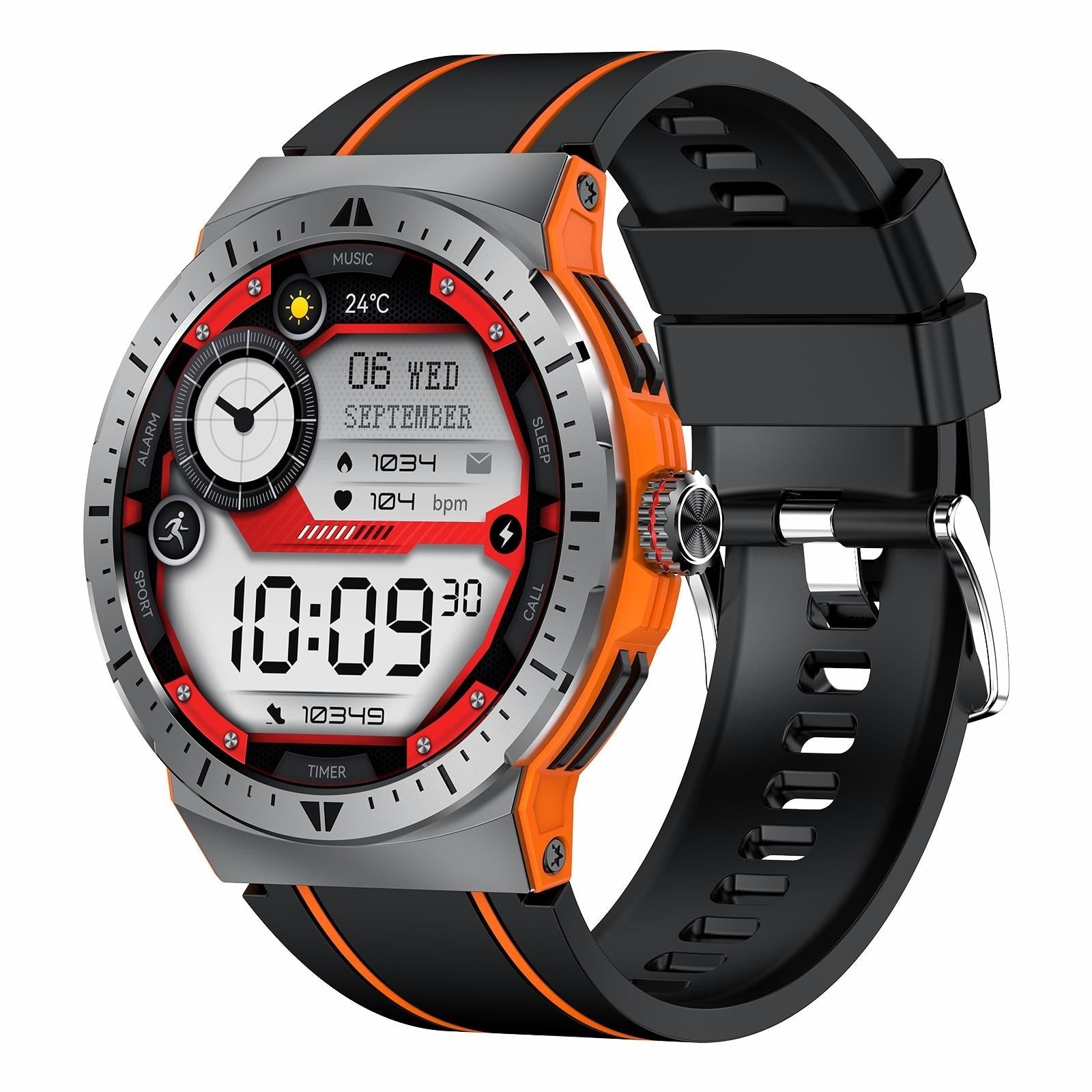 V562-A105986600ADE-202504252026-00 1.43 Inch Bt5.3 Ip68 Sport Smart Watch Support Bluetooth Call / Message Notification / Heart Rate / Blood Pressure Health Monitor - Orange - Image 1