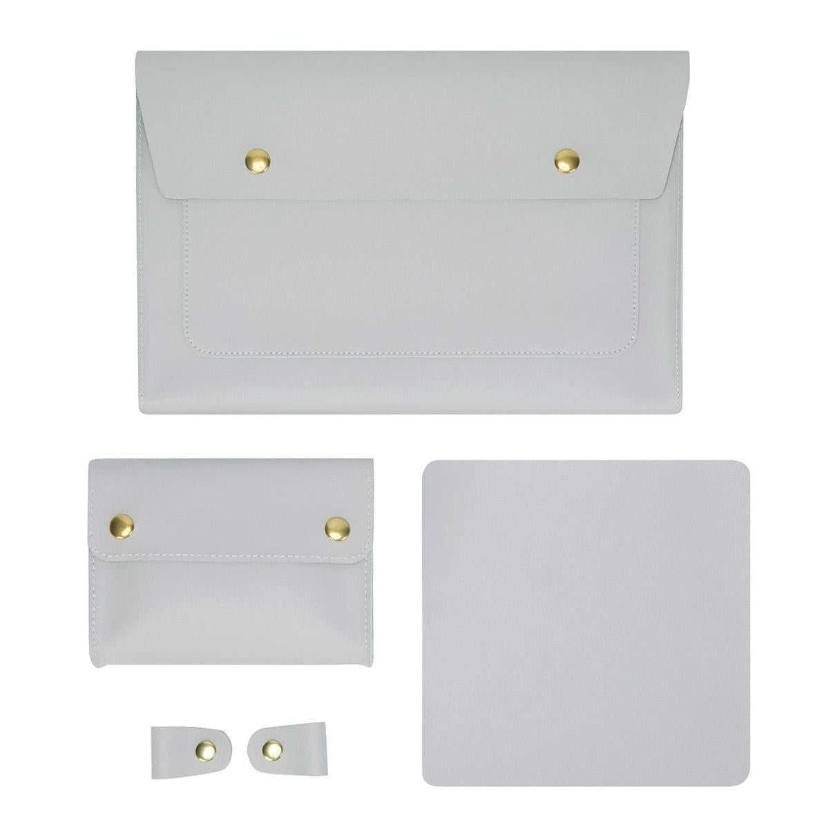 V562-A1061452060DBT-202504021931-00 3-in-1 Waterproof Leather Laptop Liner Bag - 13 Inches - Light Grey - Image 1