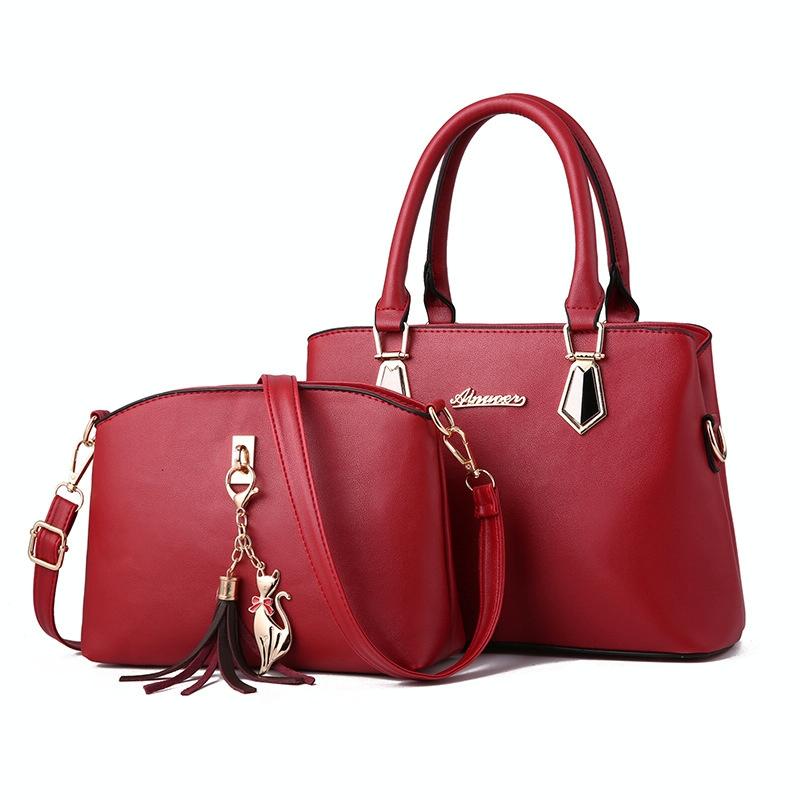 V562-A1066504450DBT-202504251727-00 Women 2-in-1 Casual Messenger Bag - Large Capacity - Red Wine - Image 1