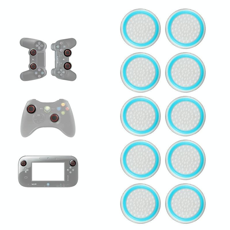 V562-A1067362060DBT-202504182006-00 10-piece Luminous Gamepad Button Caps for Ps5 / Ps4 / Ps3 / Xbox one / 360 / Pro / Series x / s - Transparent Blue Circle - Image 1