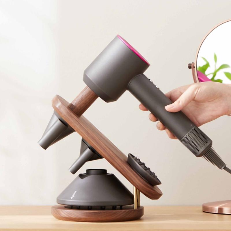 V562-A1068632060DBT-202503191431-00 Black Walnut Hair Dryer Storage Bracket - Solid Wood - Image 1