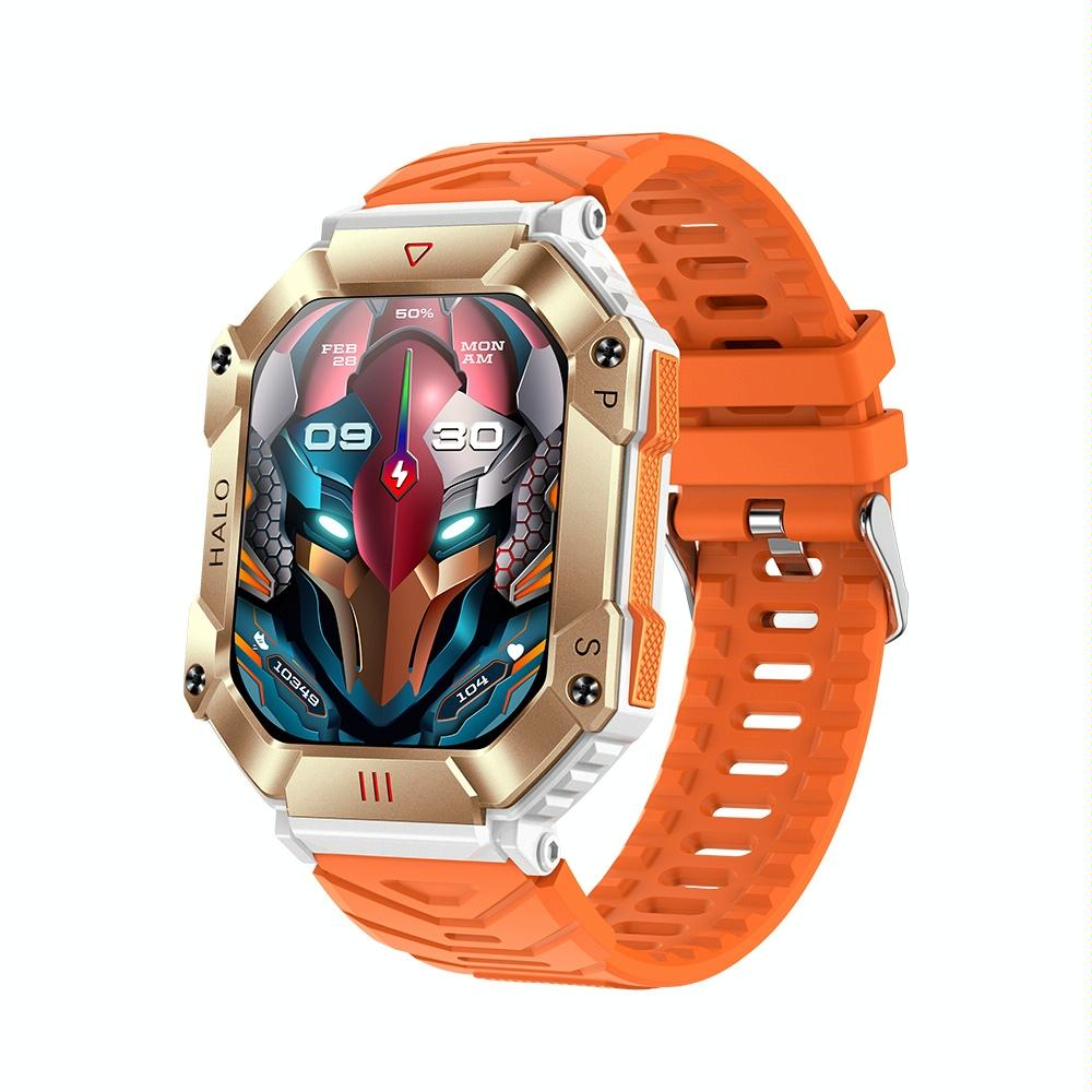 V562-A107196600ADE-202504252005-00 2.0 Inch Bt5.1 Ip67 Sport Smart Watch Support Bluetooth Call / Sleep / Blood Oxygen / Heart Rate / Blood Pressure Health Monitor - White + Orange - Image 1