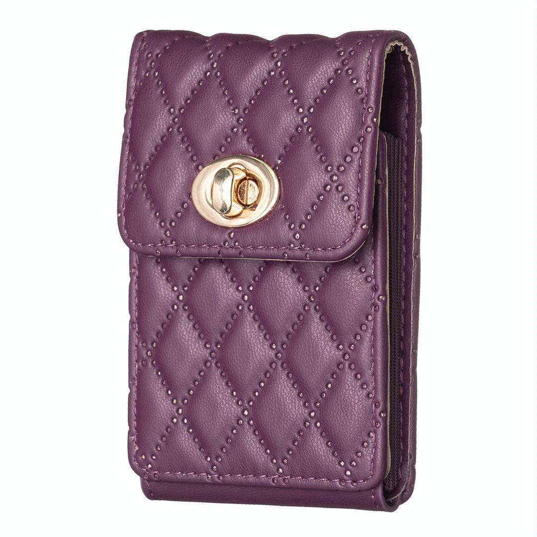 V562-A107339400ADE-202503281916-00 Vertical Card Bag With Metal Buckle For Mobile Phones - Dark Purple - Image 1