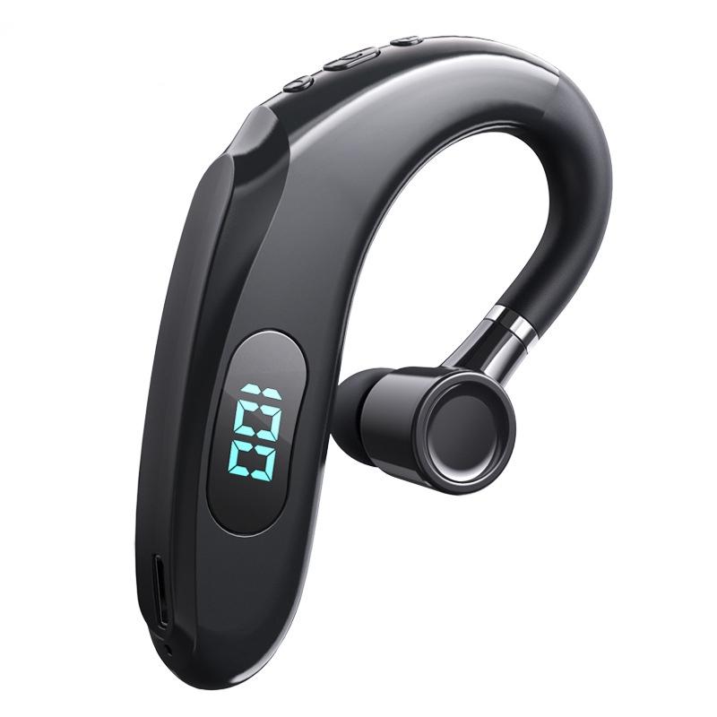 V562-A1077161060DBT-202505261806-00 Wireless Bluetooth Earhook Earphones with Digital Display - Business Sports - Black - Image 1