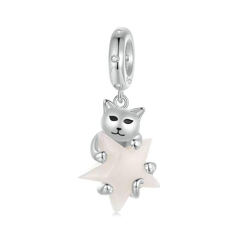 V562-A1079225060DBT-202504111531-00 925 Sterling Silver Platinum Plated Luminous Cat Star Pendant - Image 1
