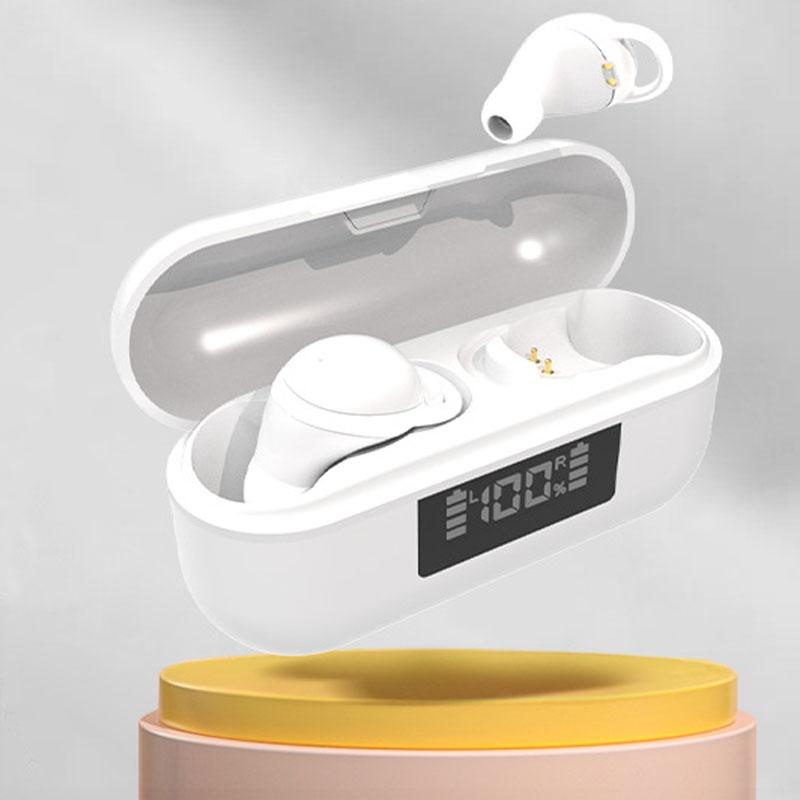 V562-A1080623060DBT-202505261906-00 Wireless Noise-cancelling Earbuds with Digital Display and Charging Case - White - Image 1