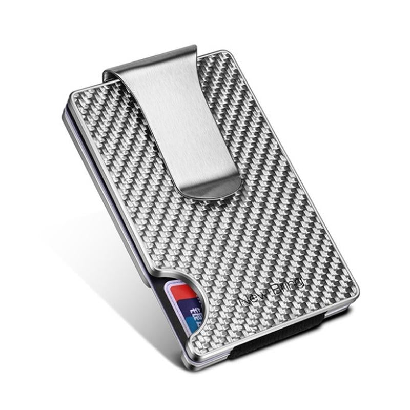 V562-A1084477850DBT-202503280211-00 Ultra Thin Rfid Carbon Fiber Wallet For Men Anti Theft Card Holder - Silver - Image 1