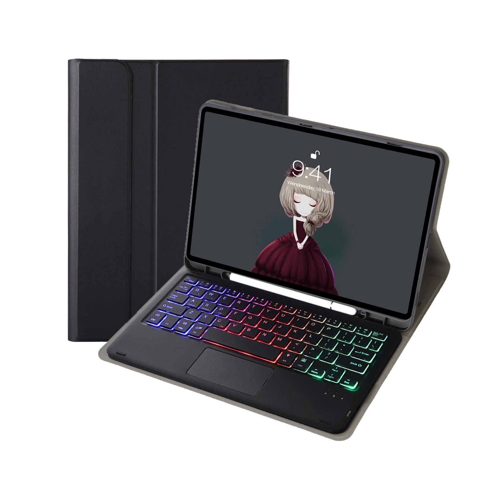 V562-A108510300ADE-202504291845-00 Bluetooth Keyboard Leather Tablet Case For Ipad 9.7 2018 & 2017 / Pro 9.7 / Air 2 With Touch Pad And Pen Slot - Black - Image 1