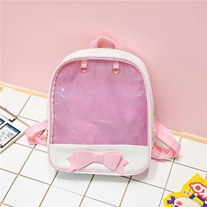 V562-A108553940DBT-202503041825-00 Mini Clear Kids Backpack with Bow - Perfect for School - Pink - Image 1