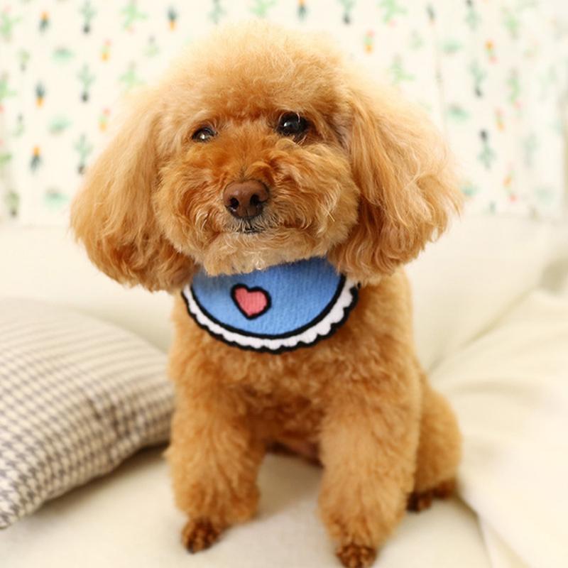 V562-A1087396230DBT-202503201701-00 Dog Cat Saliva Towel Love Bib Pet Triangle Scarf Small Dog Collar - Size S - Blue - Image 1