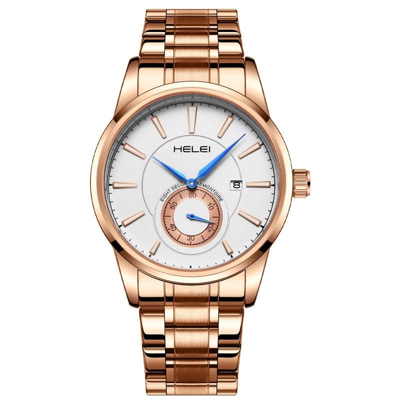 V562-A1094984060DBT-202502241320-00 Waterproof Men Quartz Watch with Night Light - H9009b-g - Rose Gold White - Image 1