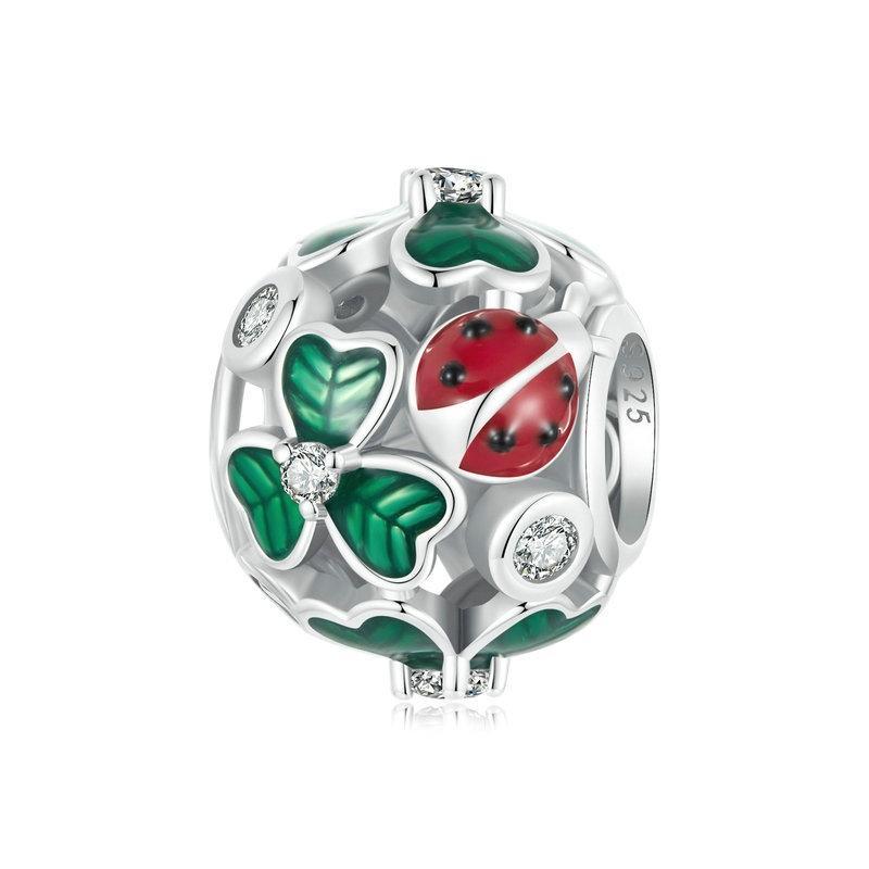 V562-A1095244060DBT-202504111611-00 925 Sterling Silver Ladybug Clover Diy Beads - Image 1