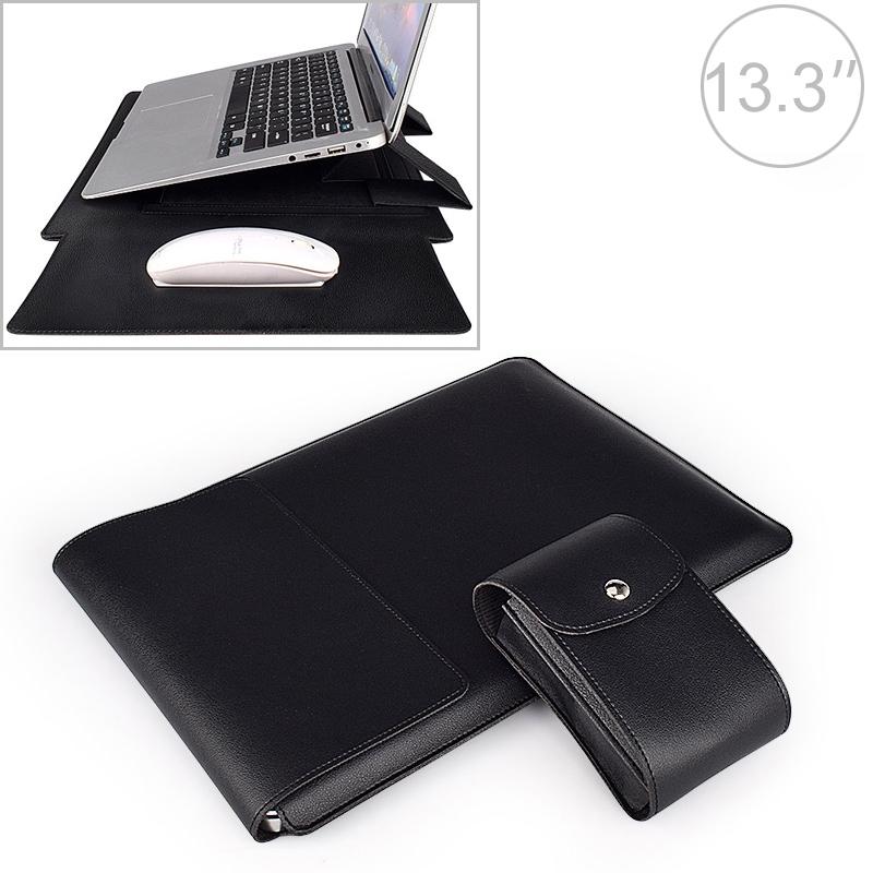 V562-A10959700ADE-202504022021-00 13.3 Inch Laptop Sleeve Leather Case with Small Storage Bag - Black - Image 1