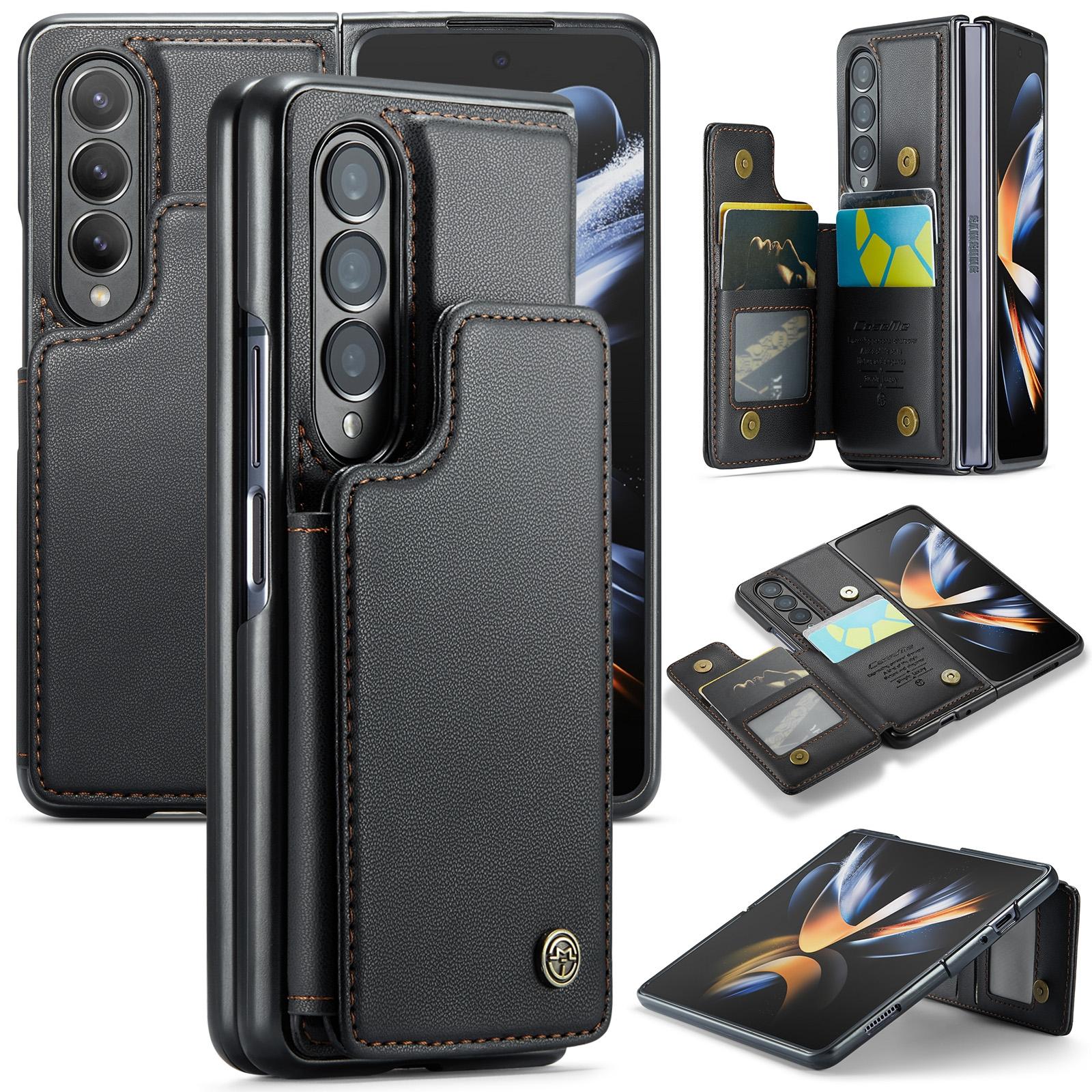 V562-A204745500ADE-202503211311-00 For Samsung Galaxy Z Fold4 5G Leather Rfid Phone Case - Black - Image 1