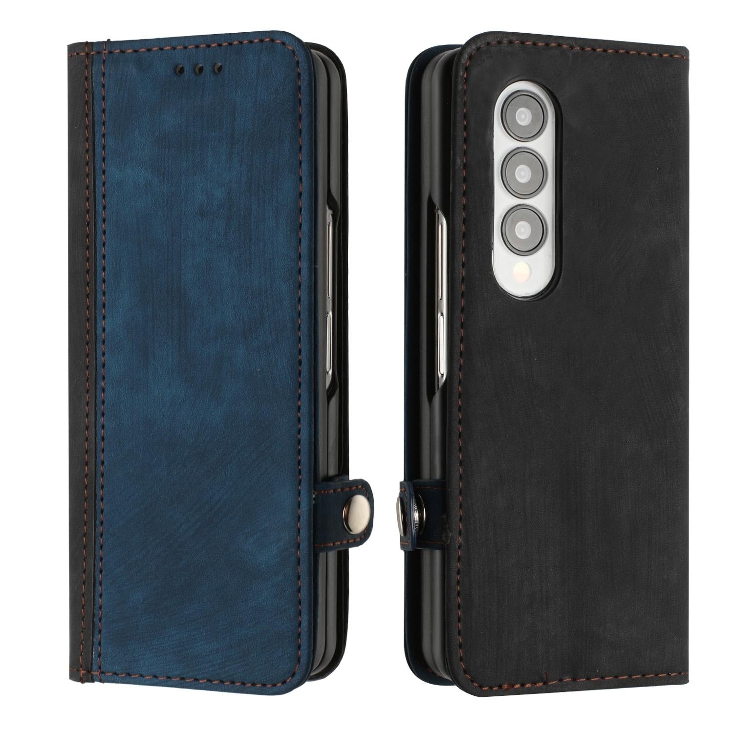 V562-A302909300ADE-202503211326-00 For Samsung Galaxy Z Fold4 5G Leather Phone Case With Side Buckle - Royal Blue - Image 1
